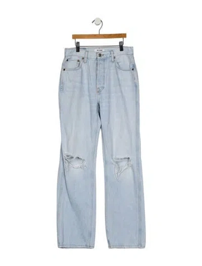 Pre-owned Re/done Mid-rise Straight Leg Jeans In Blue