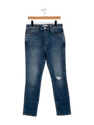 Pre-owned Re/done Mid-rise Straight Leg Jeans In Blue