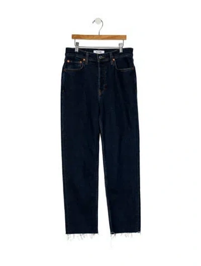 Pre-owned Re/done Mid-rise Straight Leg Jeans In Blue