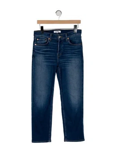 Pre-owned Re/done Mid-rise Straight Leg Jeans In Blue