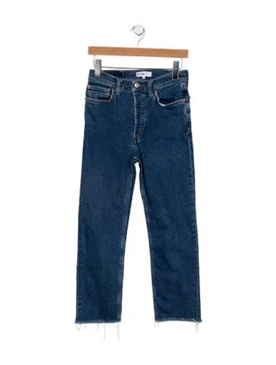 Pre-owned Re/done Mid-rise Straight Leg Jeans In Blue