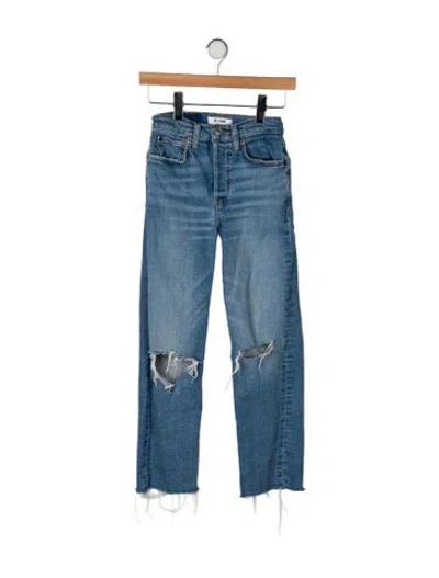 Pre-owned Re/done Mid-rise Straight Leg Jeans In Blue