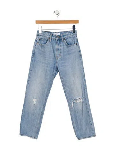 Pre-owned Re/done Mid-rise Straight Leg Jeans In Blue