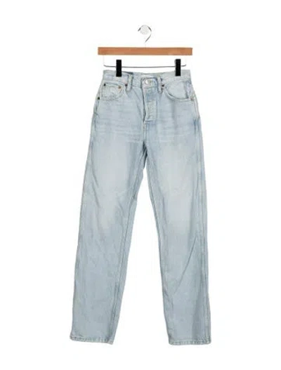 Pre-owned Re/done Mid-rise Straight Leg Jeans In Blue