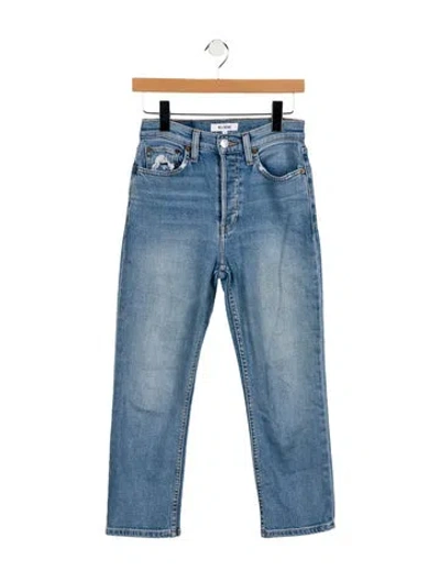 Pre-owned Re/done Mid-rise Straight Leg Jeans In Blue