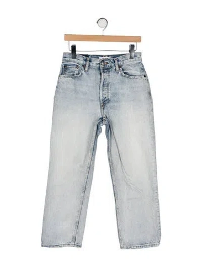 Pre-owned Re/done Mid-rise Straight Leg Jeans In Blue