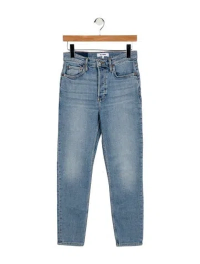 Pre-owned Re/done Mid-rise Straight Leg Jeans In Blue