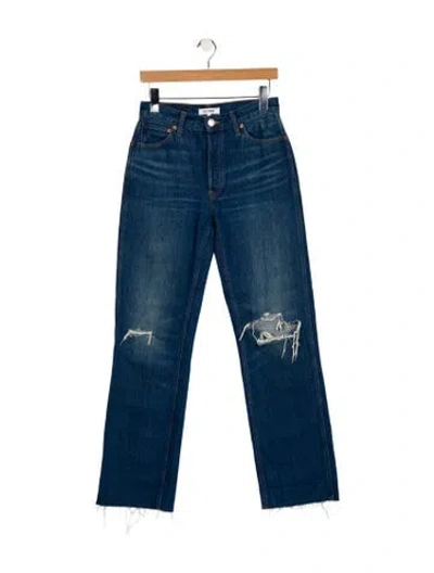 Pre-owned Re/done Mid-rise Straight Leg Jeans In Blue