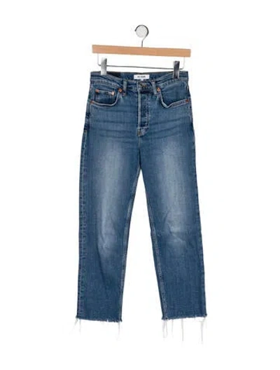 Pre-owned Re/done Mid-rise Straight Leg Jeans In Blue