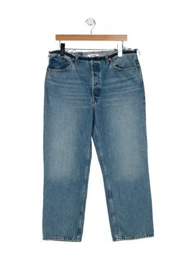 Pre-owned Re/done Mid-rise Straight Leg Jeans In Blue