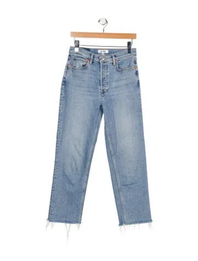 Pre-owned Re/done Mid-rise Straight Leg Jeans In Blue