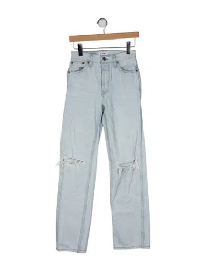 Pre-owned Re/done Mid-rise Straight Leg Jeans In Blue