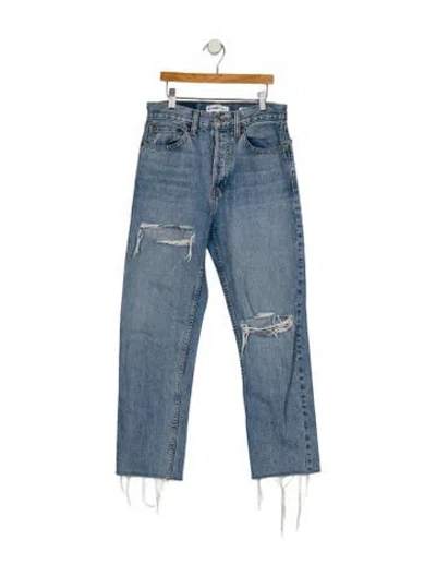 Pre-owned Re/done Mid-rise Straight Leg Jeans In Blue
