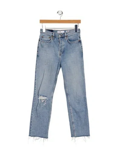 Pre-owned Re/done Mid-rise Straight Leg Jeans In Blue