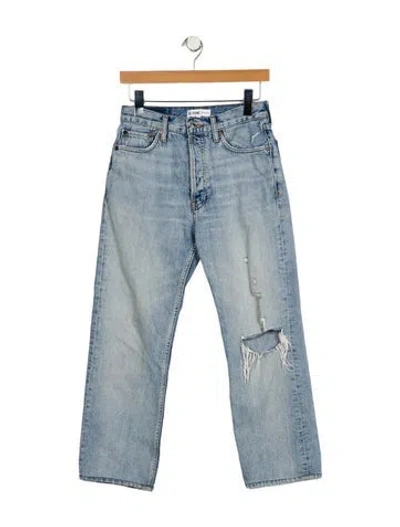Pre-owned Re/done Mid-rise Straight Leg Jeans In Blue