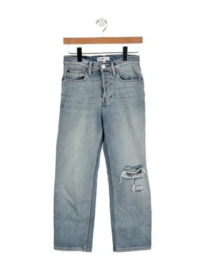 Pre-owned Re/done Mid-rise Straight Leg Jeans In Blue