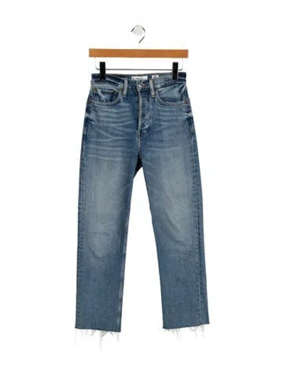 Pre-owned Re/done Mid-rise Straight Leg Jeans In Blue
