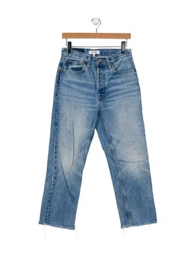Pre-owned Re/done Mid-rise Straight Leg Jeans In Blue