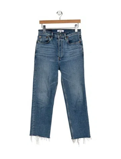 Pre-owned Re/done Mid-rise Straight Leg Jeans In Blue