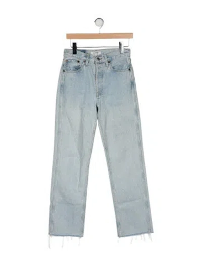 Pre-owned Re/done Mid-rise Straight Leg Jeans In Blue