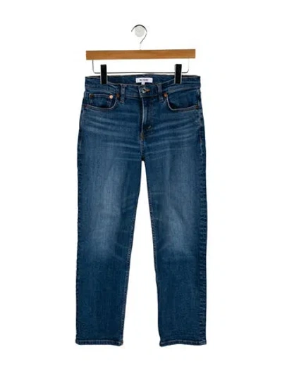 Pre-owned Re/done Mid-rise Straight Leg Jeans In Blue