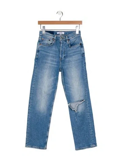 Pre-owned Re/done Mid-rise Straight Leg Jeans In Blue