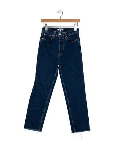Pre-owned Re/done Mid-rise Straight Leg Jeans In Blue