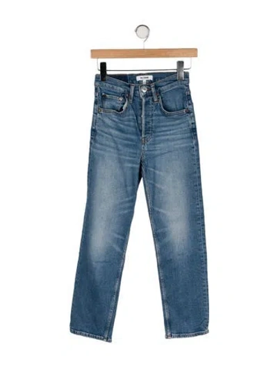 Pre-owned Re/done Mid-rise Straight Leg Jeans In Blue