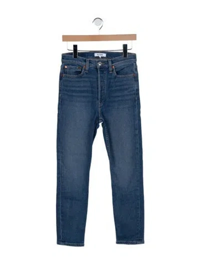 Pre-owned Re/done Mid-rise Straight Leg Jeans In Blue