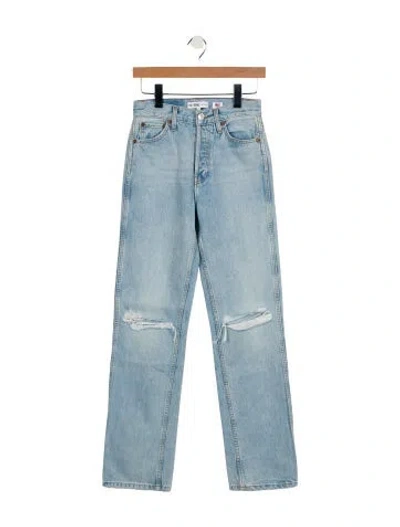 Pre-owned Re/done Mid-rise Straight Leg Jeans In Blue
