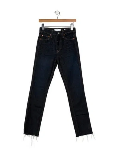 Pre-owned Re/done Mid-rise Straight Leg Jeans In Blue