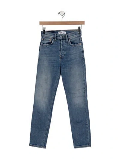 Pre-owned Re/done Mid-rise Straight Leg Jeans In Blue