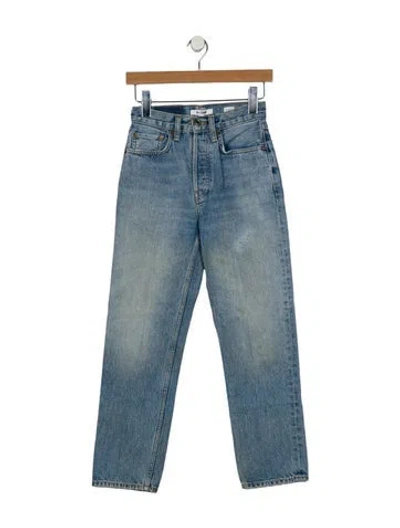 Pre-owned Re/done Mid-rise Straight Leg Jeans In Blue