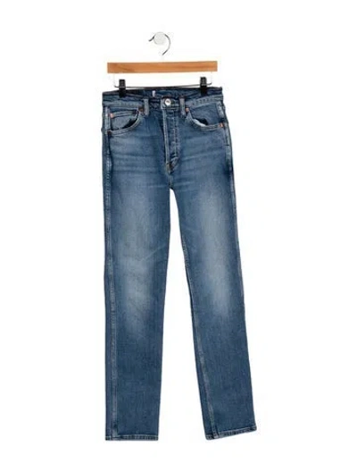 Pre-owned Re/done Mid-rise Straight Leg Jeans In Blue