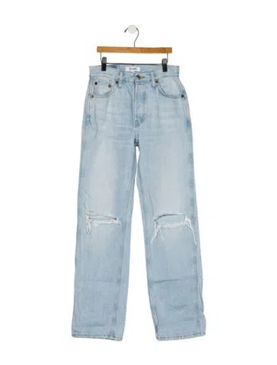 Pre-owned Re/done Mid-rise Straight Leg Jeans In Blue