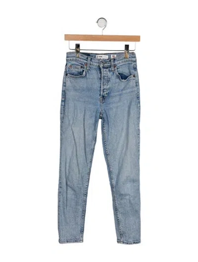 Pre-owned Re/done Mid-rise Straight Leg Jeans In Blue