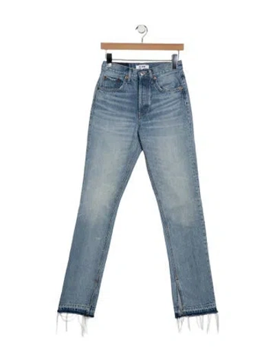 Pre-owned Re/done Mid-rise Straight Leg Jeans In Blue