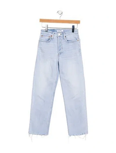 Pre-owned Re/done Mid-rise Straight Leg Jeans In Blue