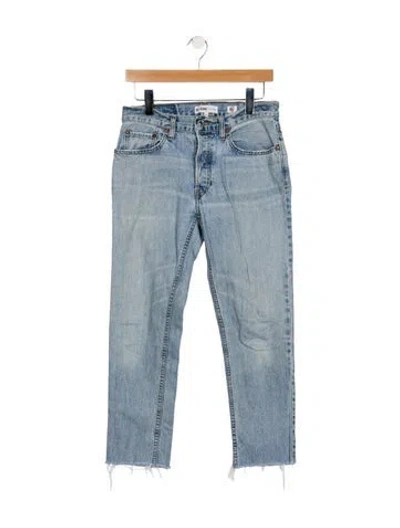Pre-owned Re/done Mid-rise Straight Leg Jeans In Blue