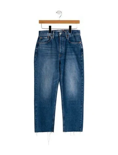 Pre-owned Re/done Mid-rise Straight Leg Jeans In Blue