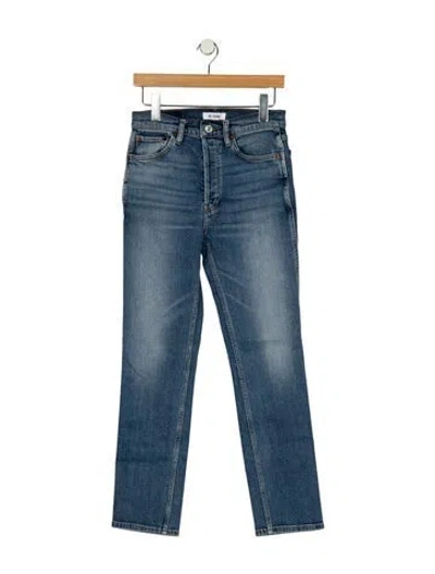 Pre-owned Re/done Mid-rise Straight Leg Jeans In Blue