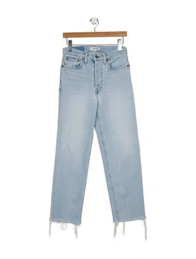 Pre-owned Re/done Mid-rise Straight Leg Jeans In Blue