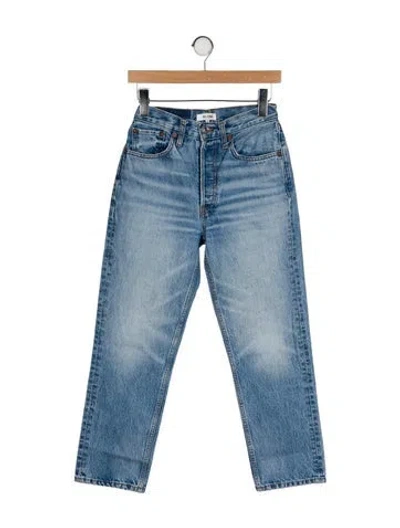 Pre-owned Re/done Mid-rise Straight Leg Jeans In Blue