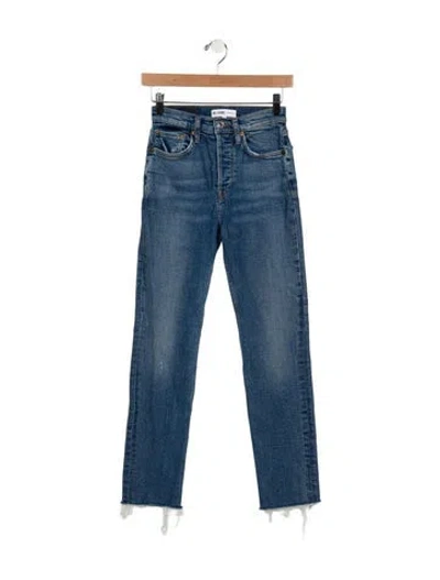 Pre-owned Re/done Mid-rise Straight Leg Jeans In Blue