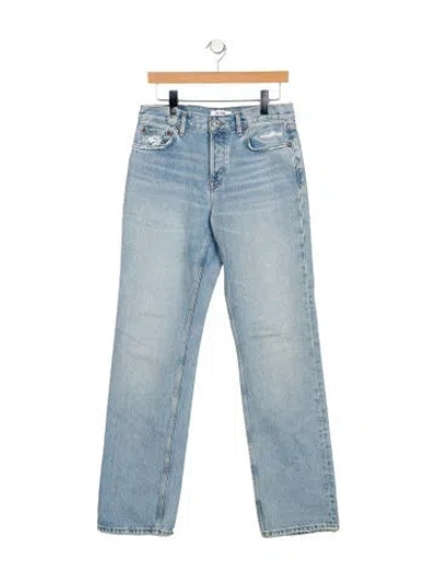 Pre-owned Re/done Mid-rise Straight Leg Jeans In Blue