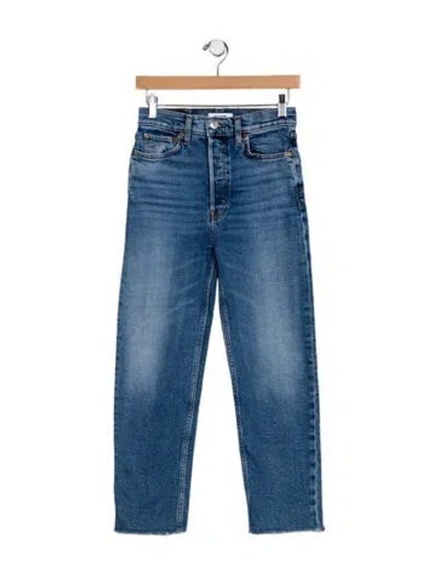 Pre-owned Re/done Mid-rise Straight Leg Jeans In Blue