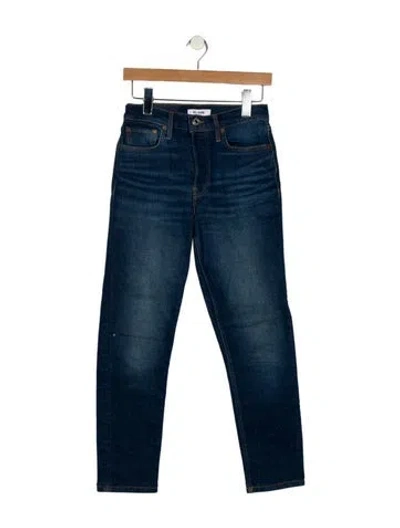 Pre-owned Re/done Mid-rise Straight Leg Jeans In Blue