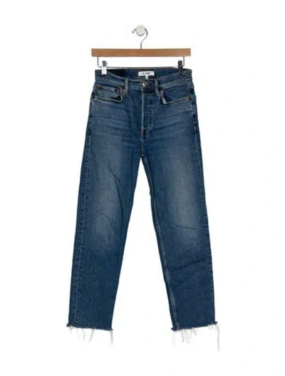 Pre-owned Re/done Mid-rise Straight Leg Jeans In Blue