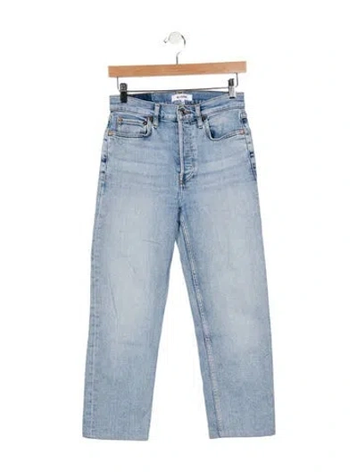Pre-owned Re/done Mid-rise Straight Leg Jeans In Blue