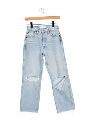 Pre-owned Re/done Mid-rise Straight Leg Jeans In Blue